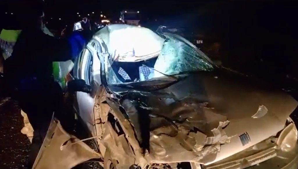 Elazığ’da yola çıkan ineğe çarpan otomobildeki 3 kişi yaralandı